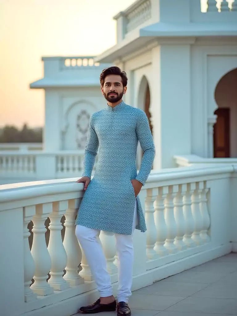 Image of Graphic Print Cotton Grey Coloured Kurta - South India Shopping Mall