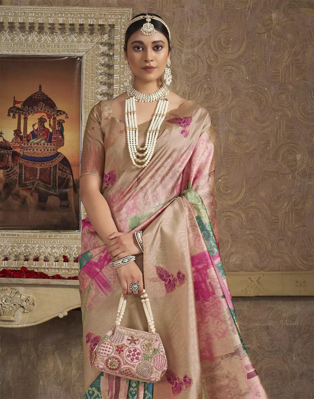 Image of Graphic Print Multi Color Organza Designer Saree - South India Shopping Mall