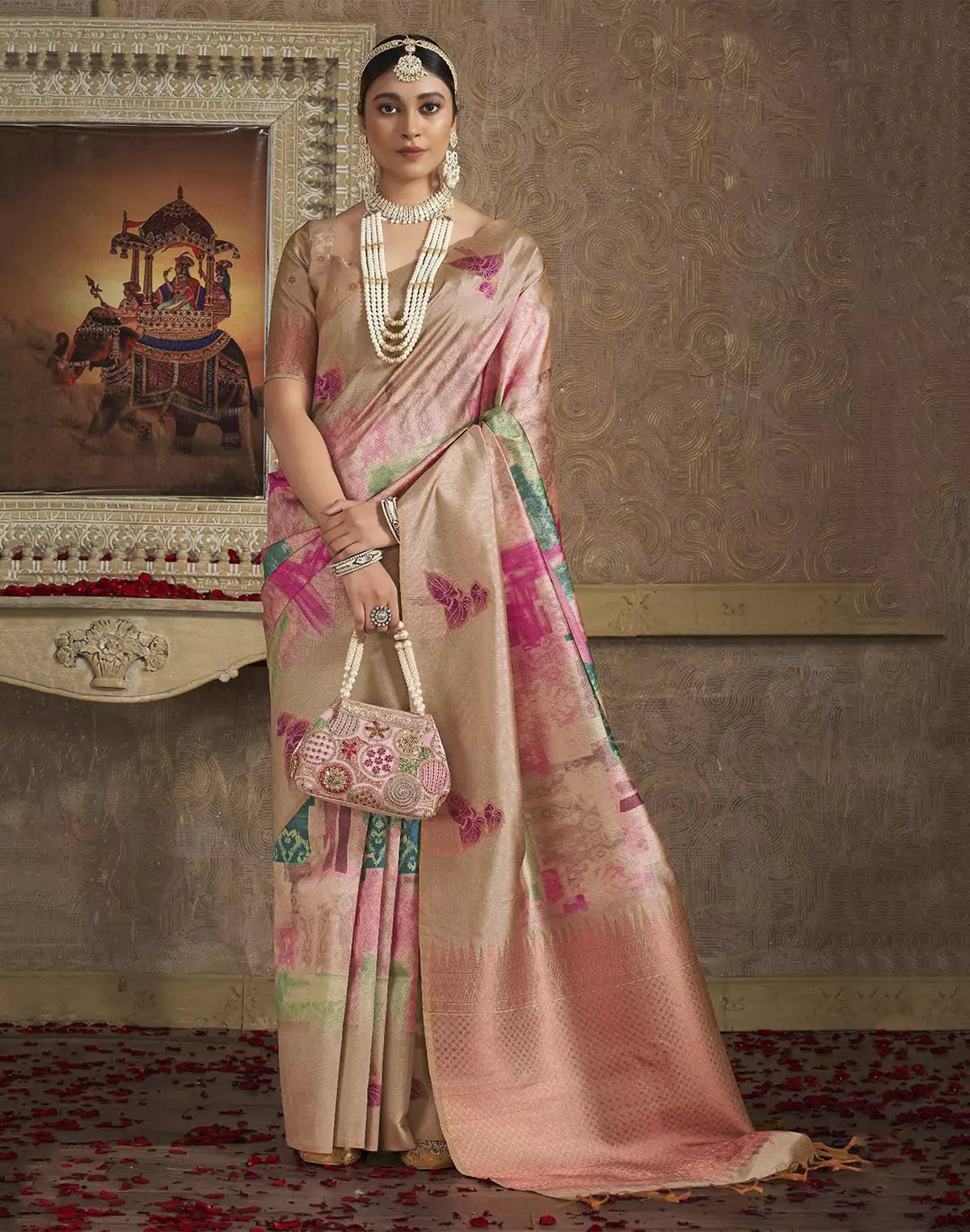 Image of Graphic Print Multi Color Organza Designer Saree - South India Shopping Mall