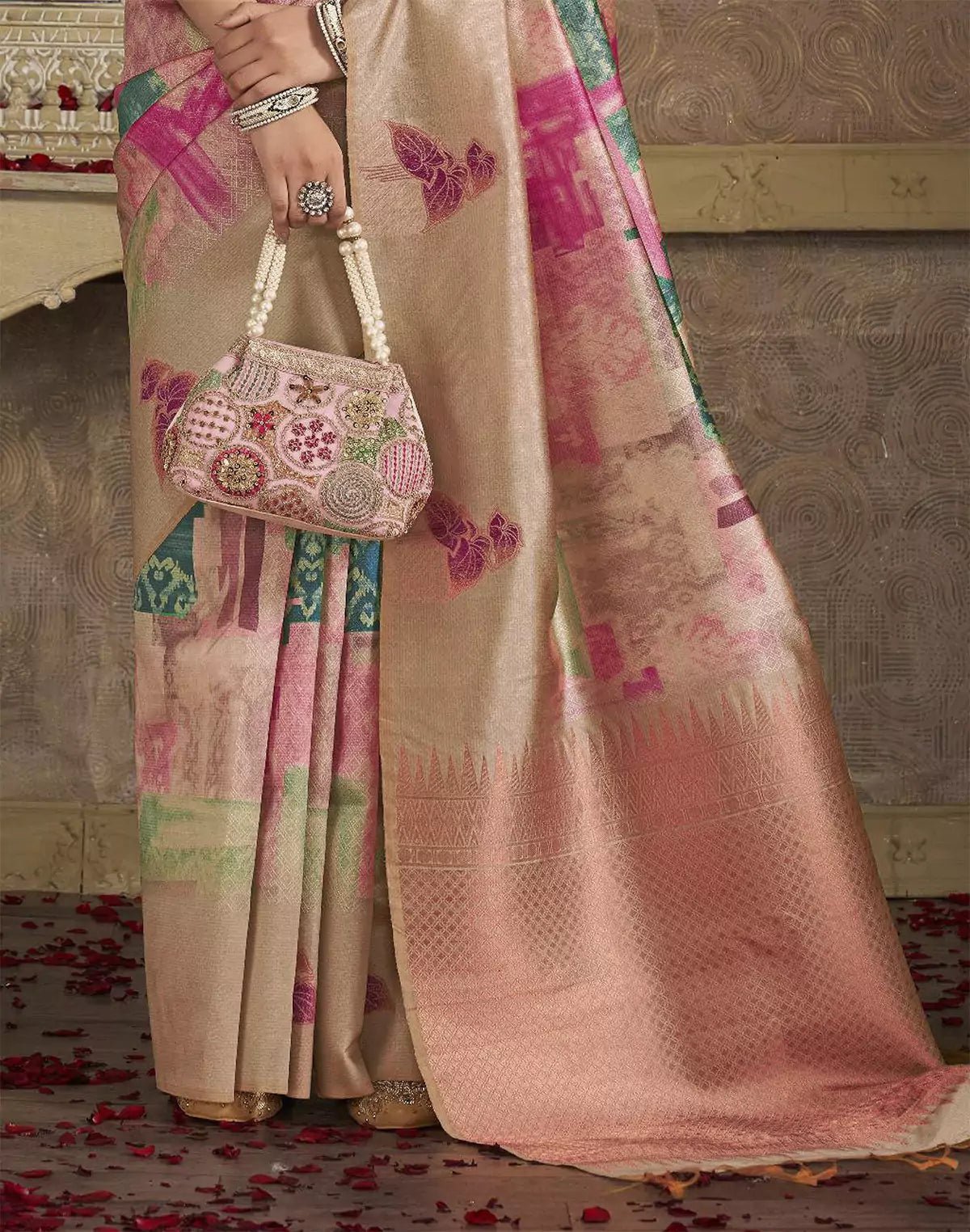 Image of Graphic Print Multi Color Organza Designer Saree - South India Shopping Mall