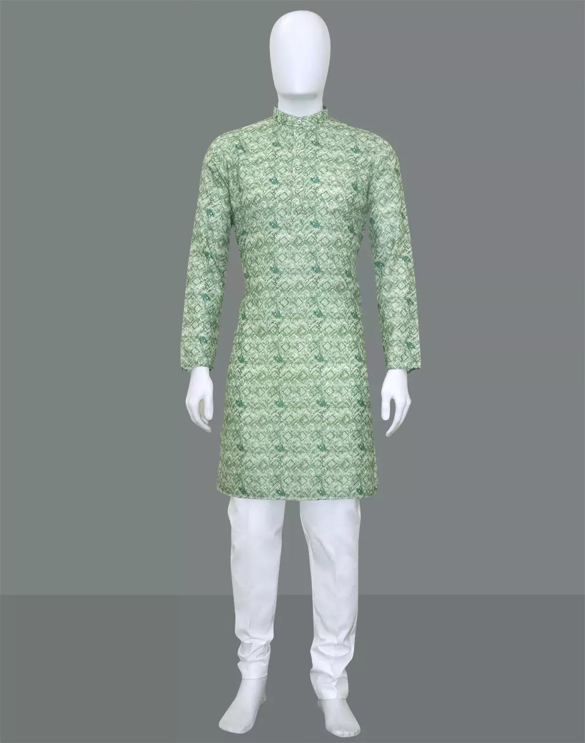 Image of Graphic Printed Cotton Green Kurta - South India Shopping Mall