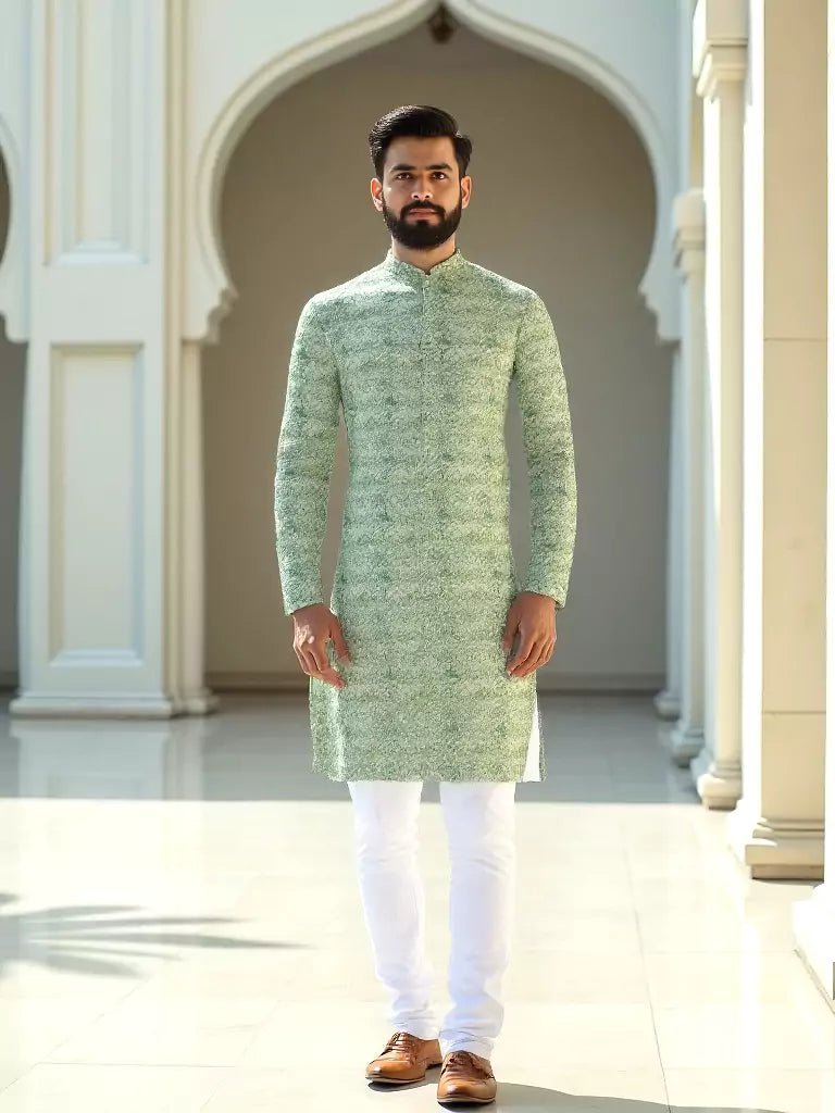 Image of Graphic Printed Cotton Green Kurta - South India Shopping Mall