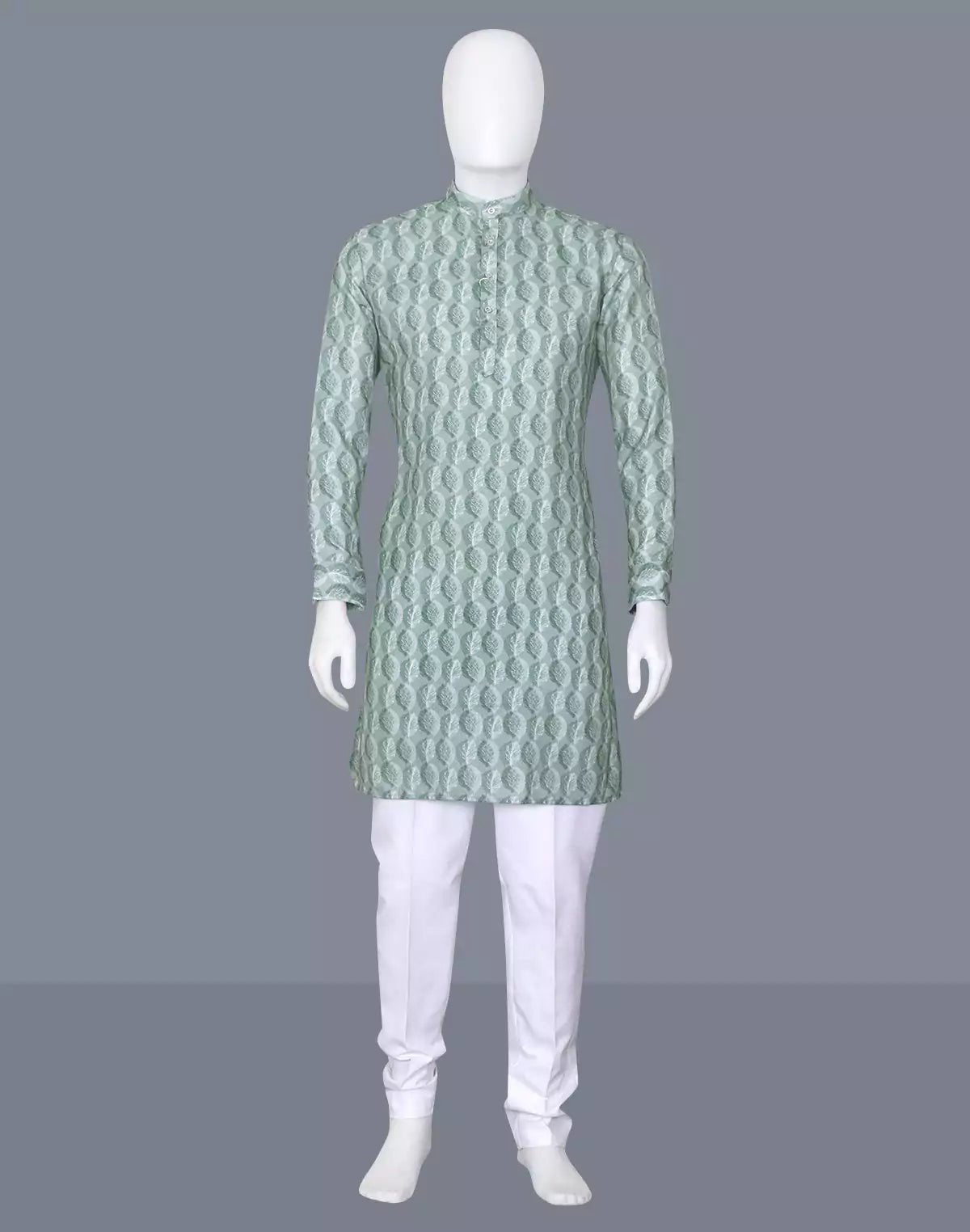 Image of Green All Over Botanical Print Cotton Kurta - South India Shopping Mall