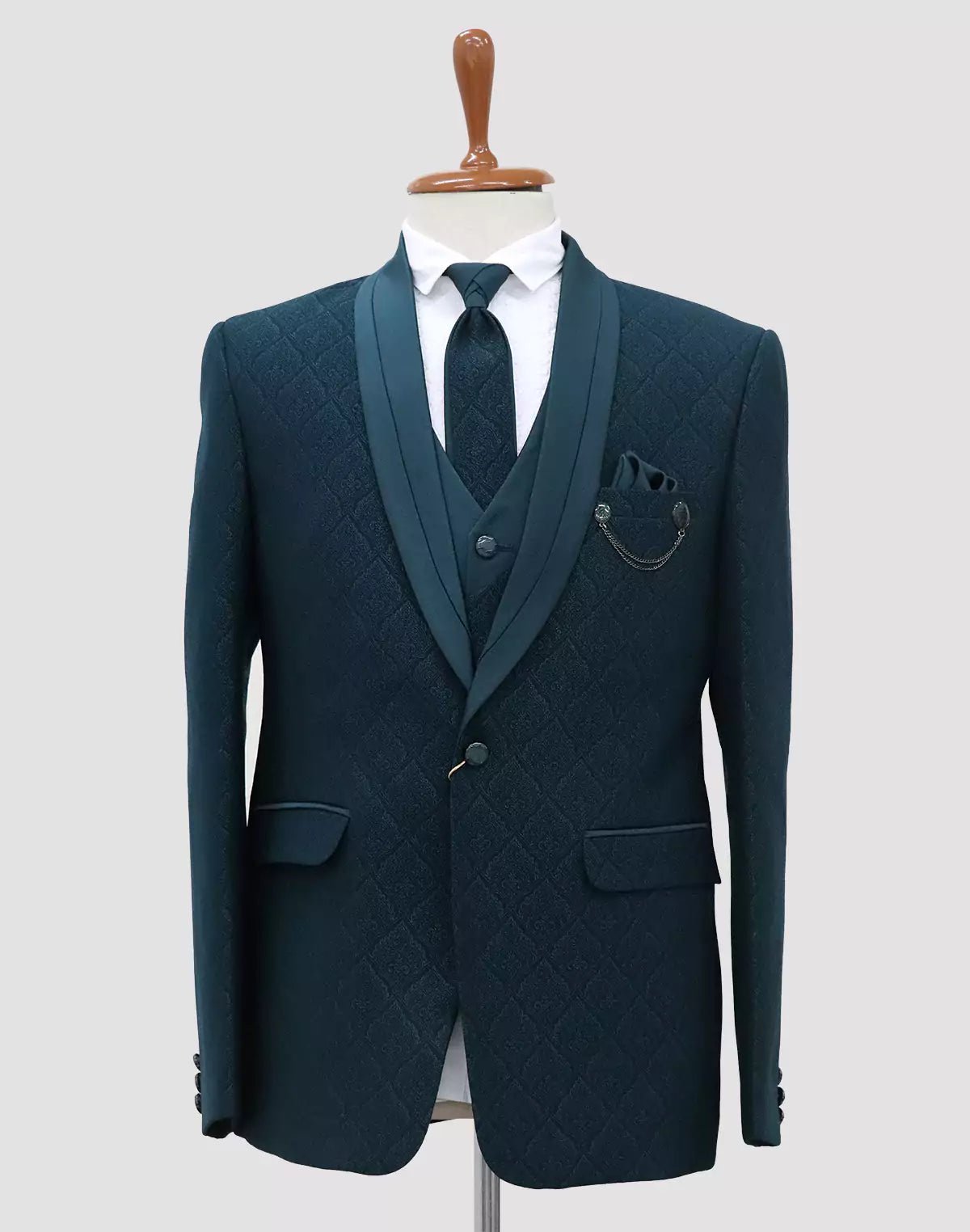 Green All Over Self Floral Design Jacquard Designer Suit - South India Shopping Mall