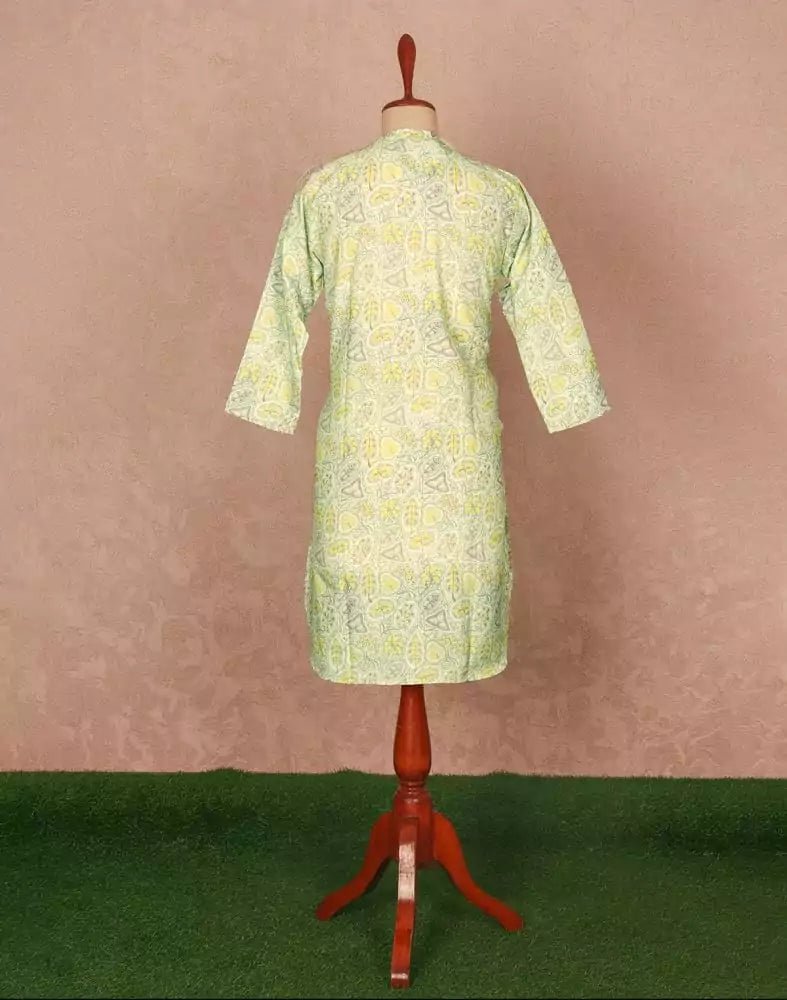 Image of Green Floral Cotton Printed Tops - South India Shopping Mall