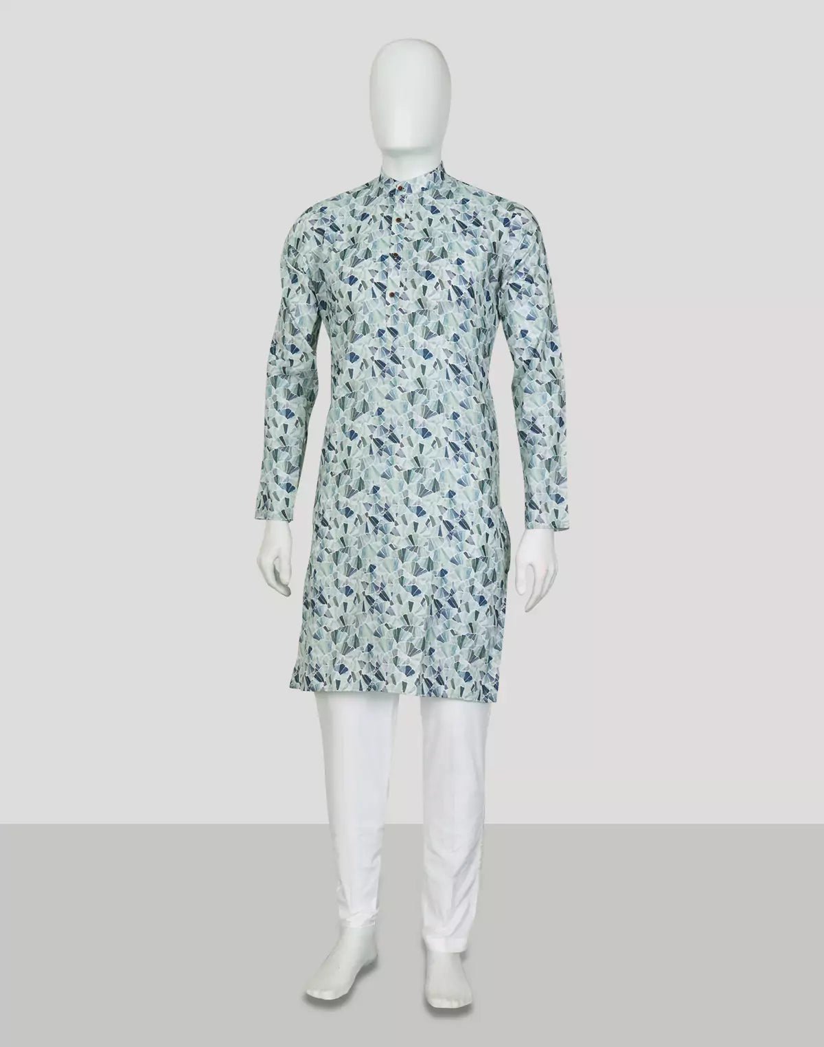 Image of Green Multi Abstract Print Cotton Kurta Pyjama Set - South India Shopping Mall
