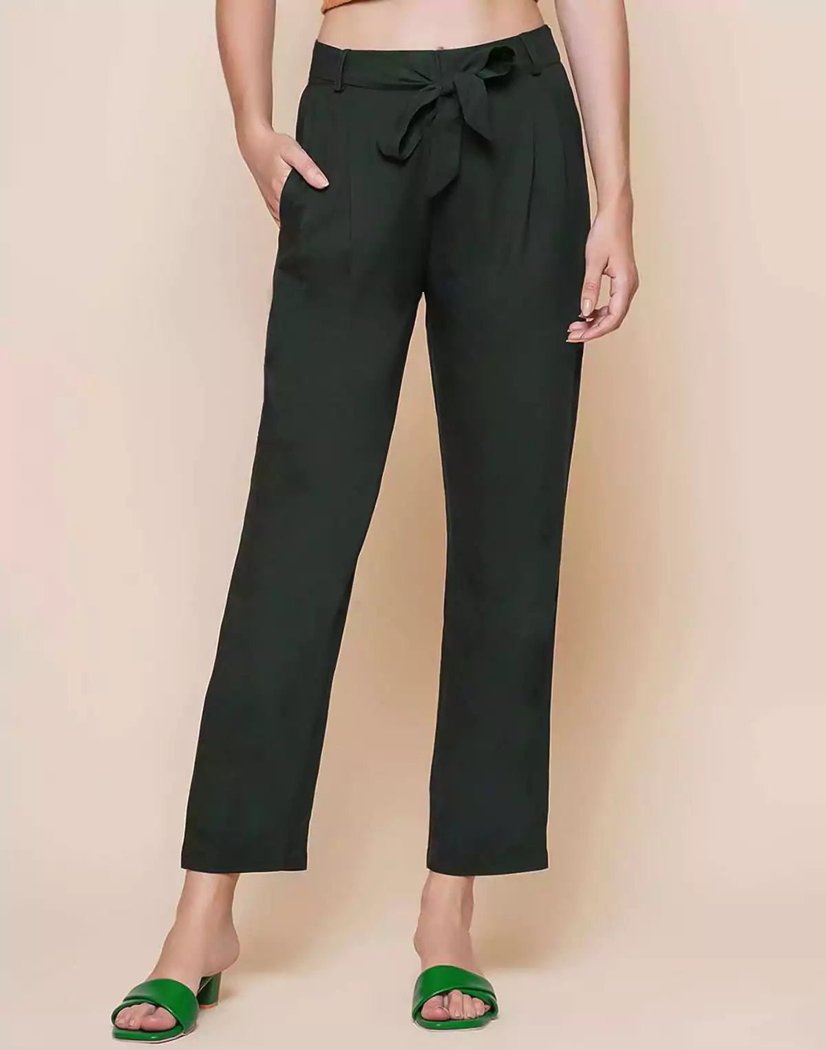 Image of Green Plain Rayon Pant - South India Shopping Mall