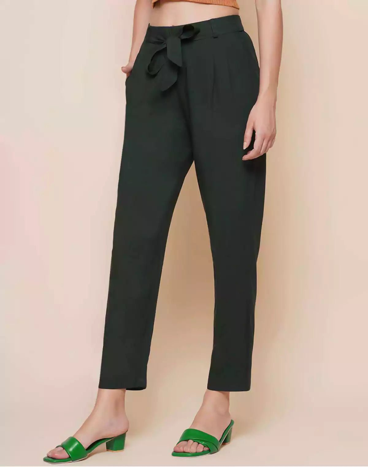 Image of Green Plain Rayon Pant - South India Shopping Mall