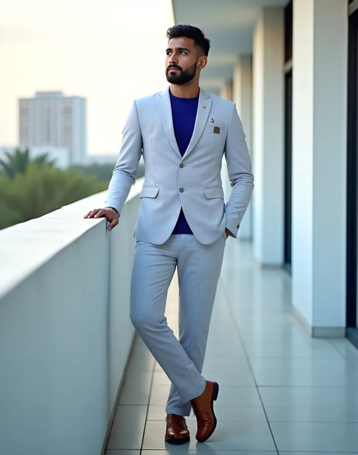 Image of Grey Solid Georgette Polyester Lycra Blazer - South India Shopping Mall