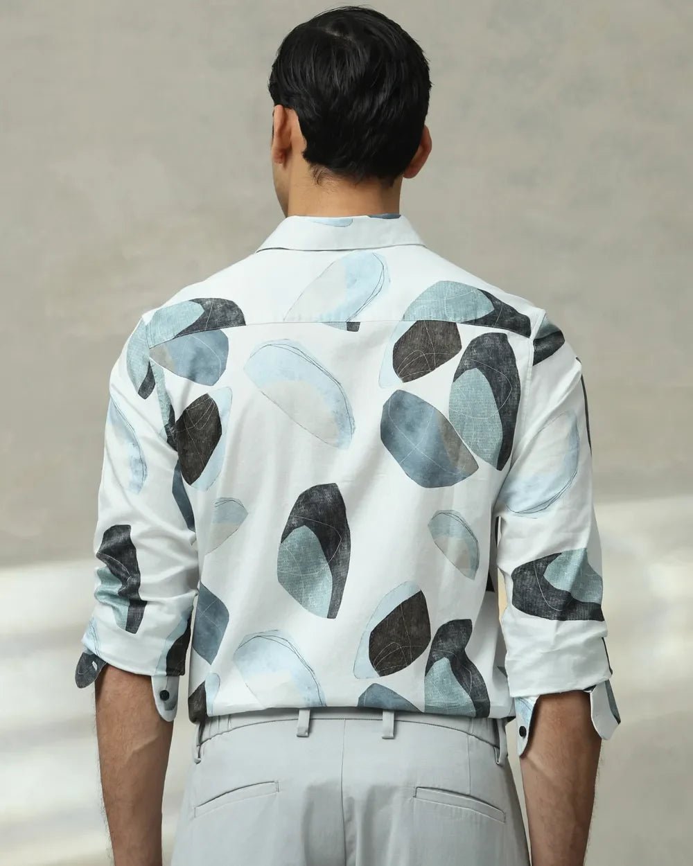 Image of Iced Light Blue Digital Floral Print Full Sleeve Cotton Shirt - South India Shopping Mall