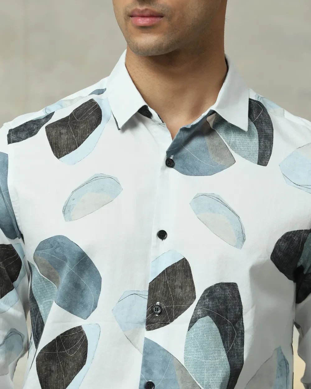 Image of Iced Light Blue Digital Floral Print Full Sleeve Cotton Shirt - South India Shopping Mall