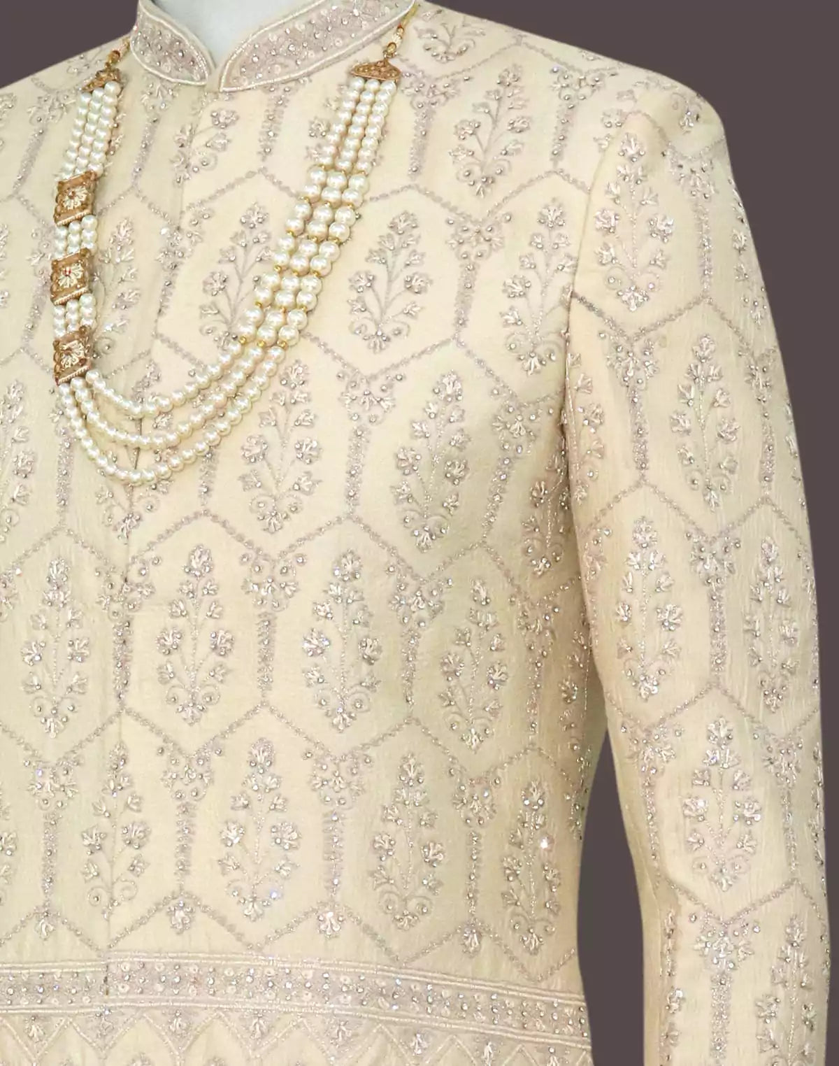 Image of Fashionable Fawn Raw Silk Embroidery work Indo Set with Dupatta