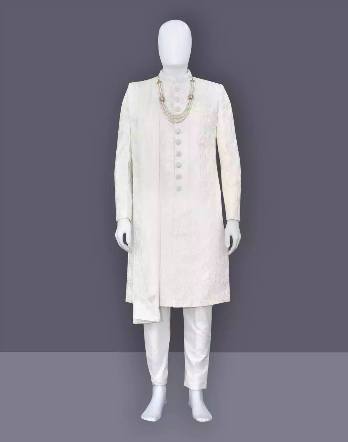 Image of Cream Georgette Embroidery work Indo Western with Dupatta