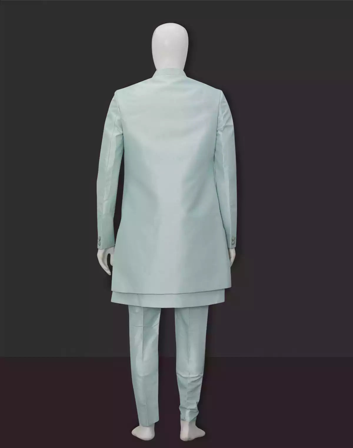 Image of Elegant Light Green Coloured Jacquard Indo Open Jacket Style