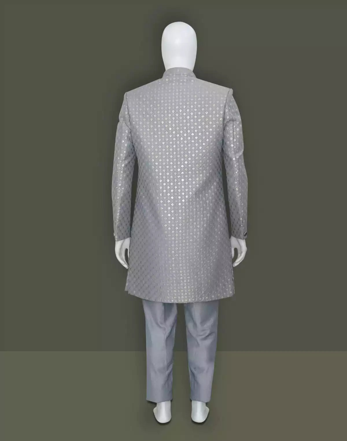 Image of Graceful Grey Sequins work Raw Silk Indo Open Jacket