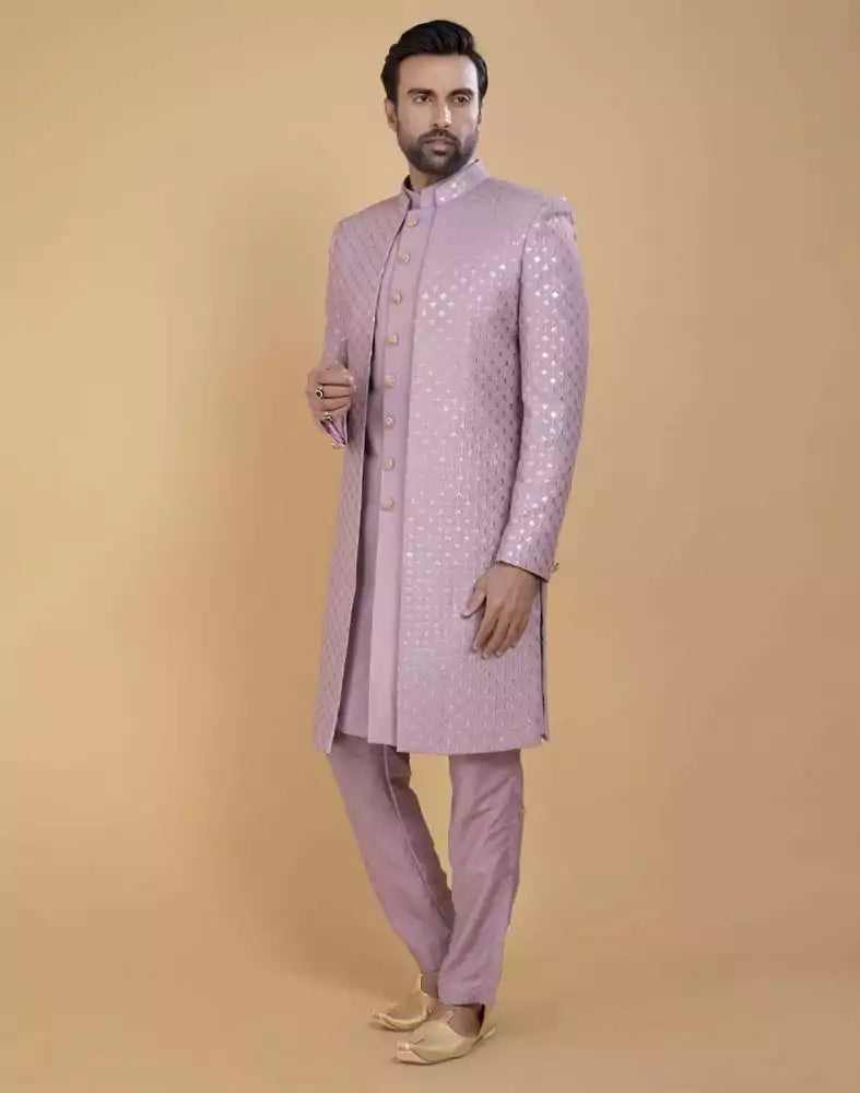 Image of Stunning Light Pink Sequence Work Indo Open Jacket