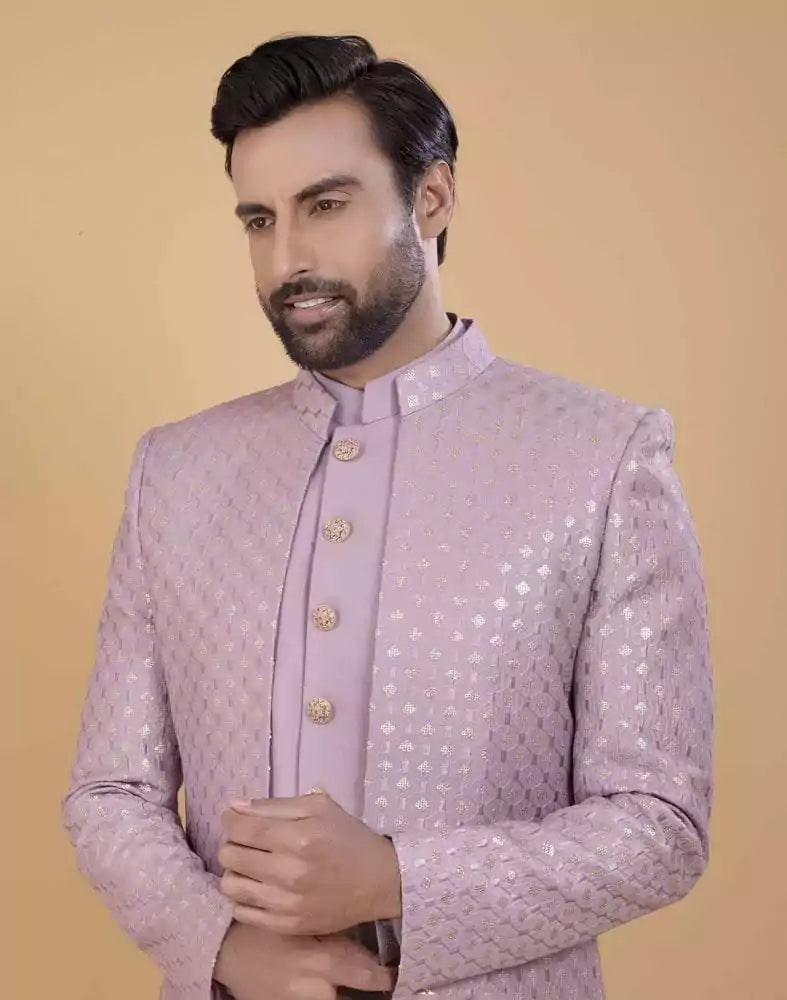 Image of Stunning Light Pink Sequence Work Indo Open Jacket