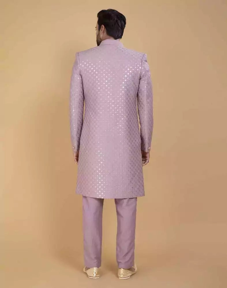 Image of Stunning Light Pink Sequence Work Indo Open Jacket
