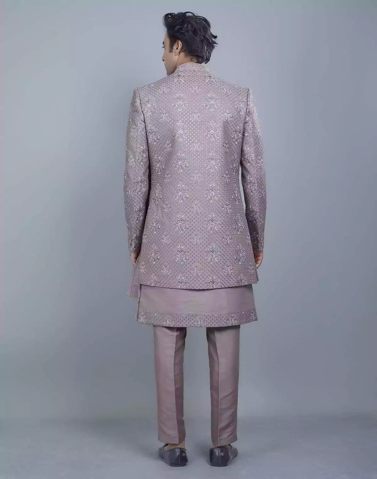 Image of Attractive Colorful Thread Embroidery work Open Jacket With Dupatta