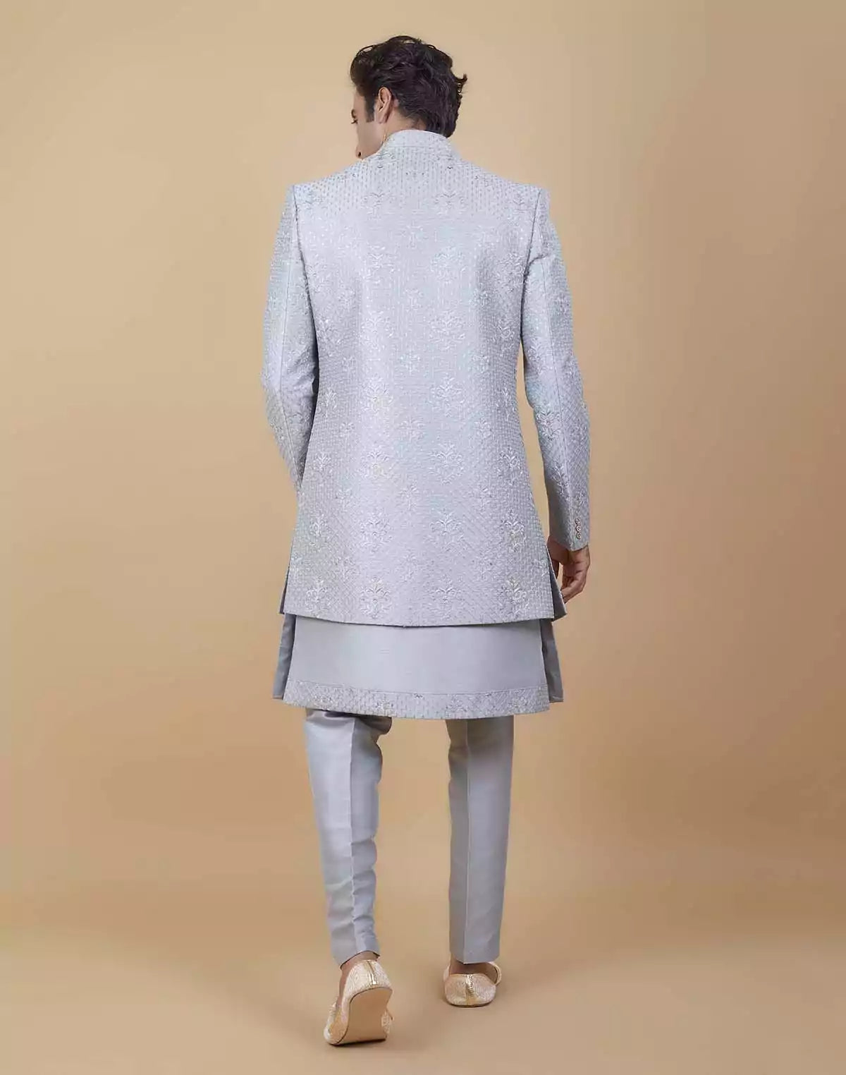 Image of Stylish Colorful Thread Embroidery work Open Jacket With Dupatta