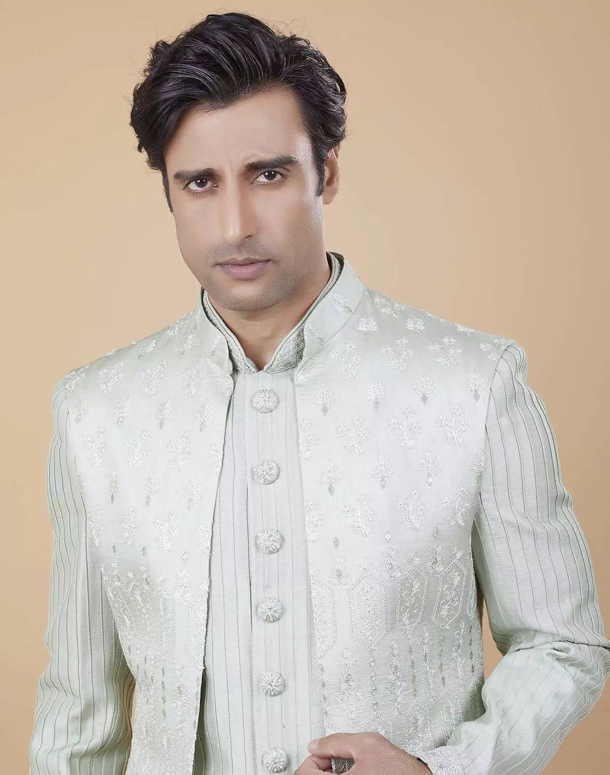 Image of All Over Beautifully Crafted Embroidery work Open Jakcet Style