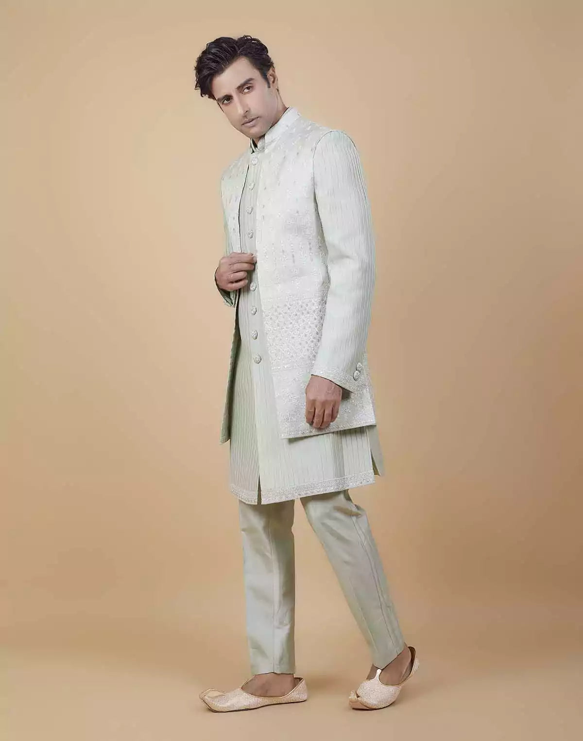 Image of All Over Beautifully Crafted Embroidery work Open Jakcet Style