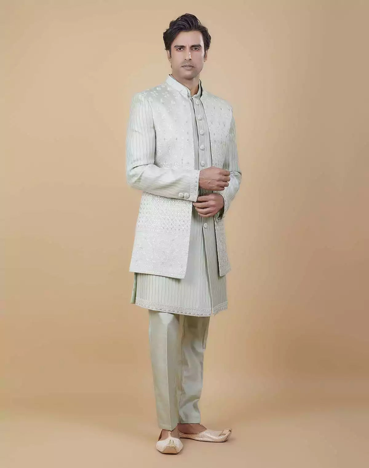 Image of All Over Beautifully Crafted Embroidery work Open Jakcet Style