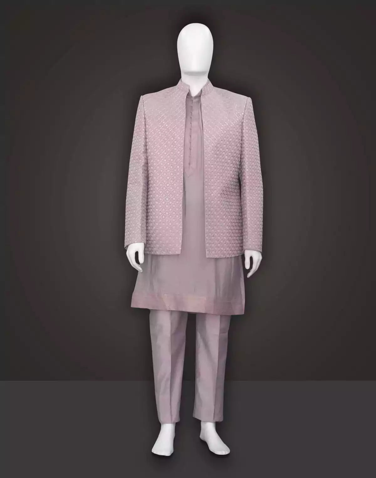 Image of Light Pink Open Jacket Embroidery work Indo Western