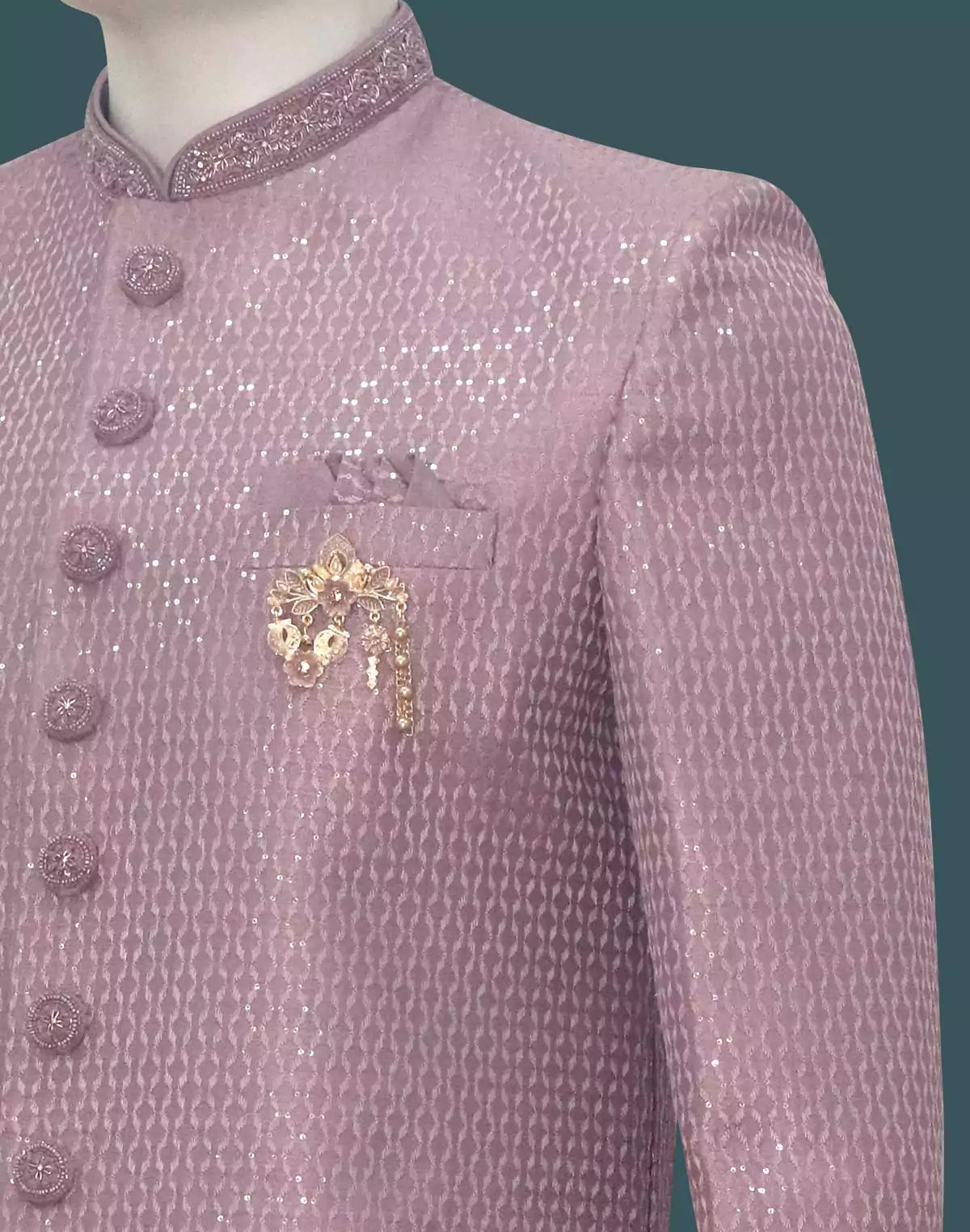 Image of Light Purple Raw Silk Indo Western with Open Jacket