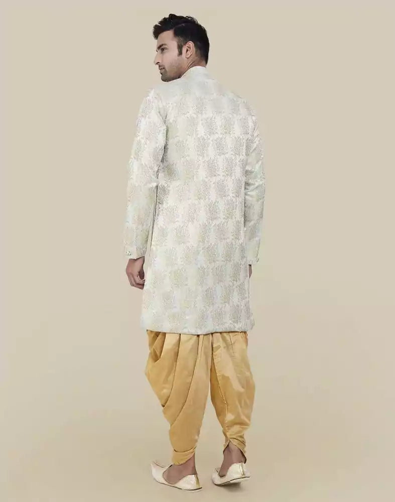 Image of Grey Self Highlighted Design Semi Indo Western Set