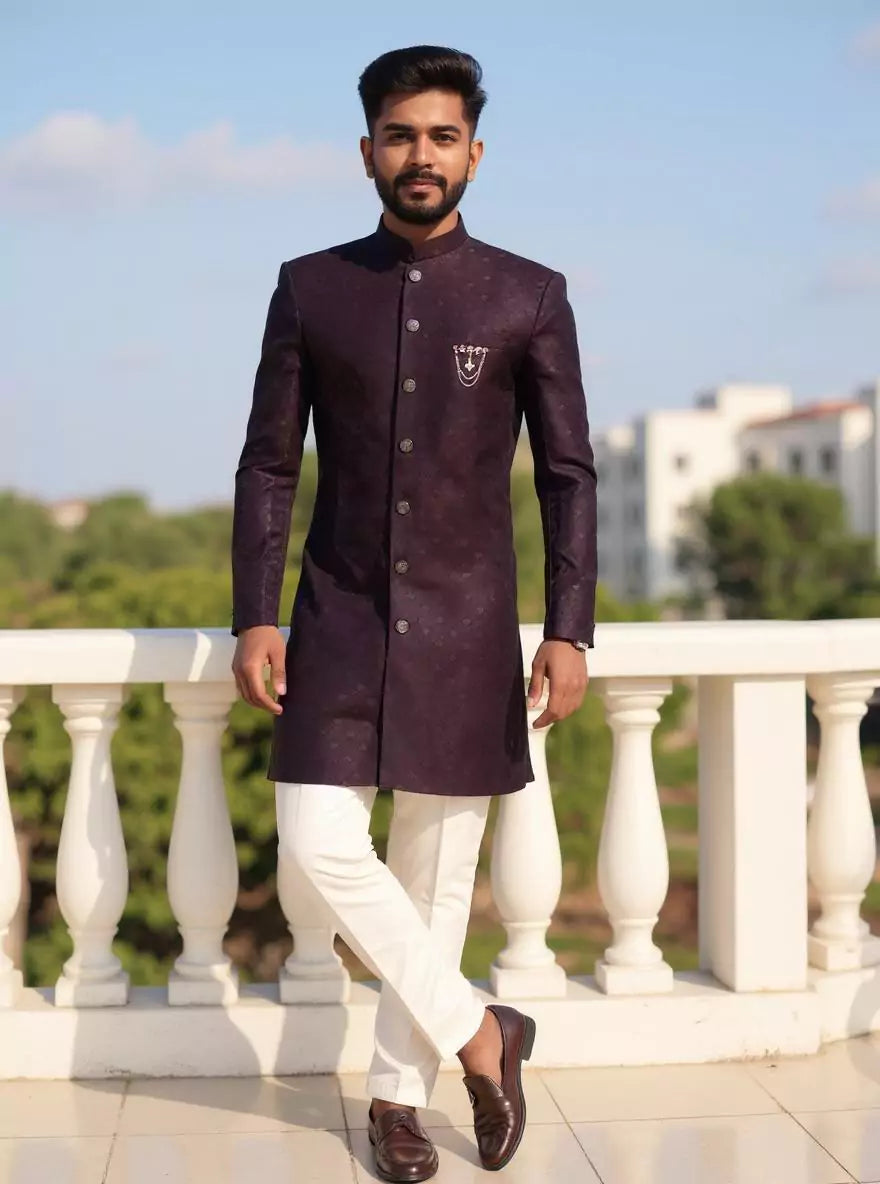 Windsor Wine Trellis Patterned Jacquard Semi-Indo