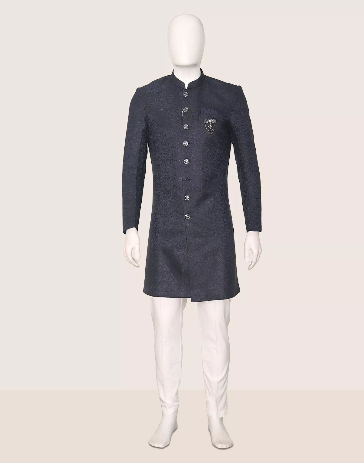 Image of Jacquard Self Paisely Design Blue Semi Indo