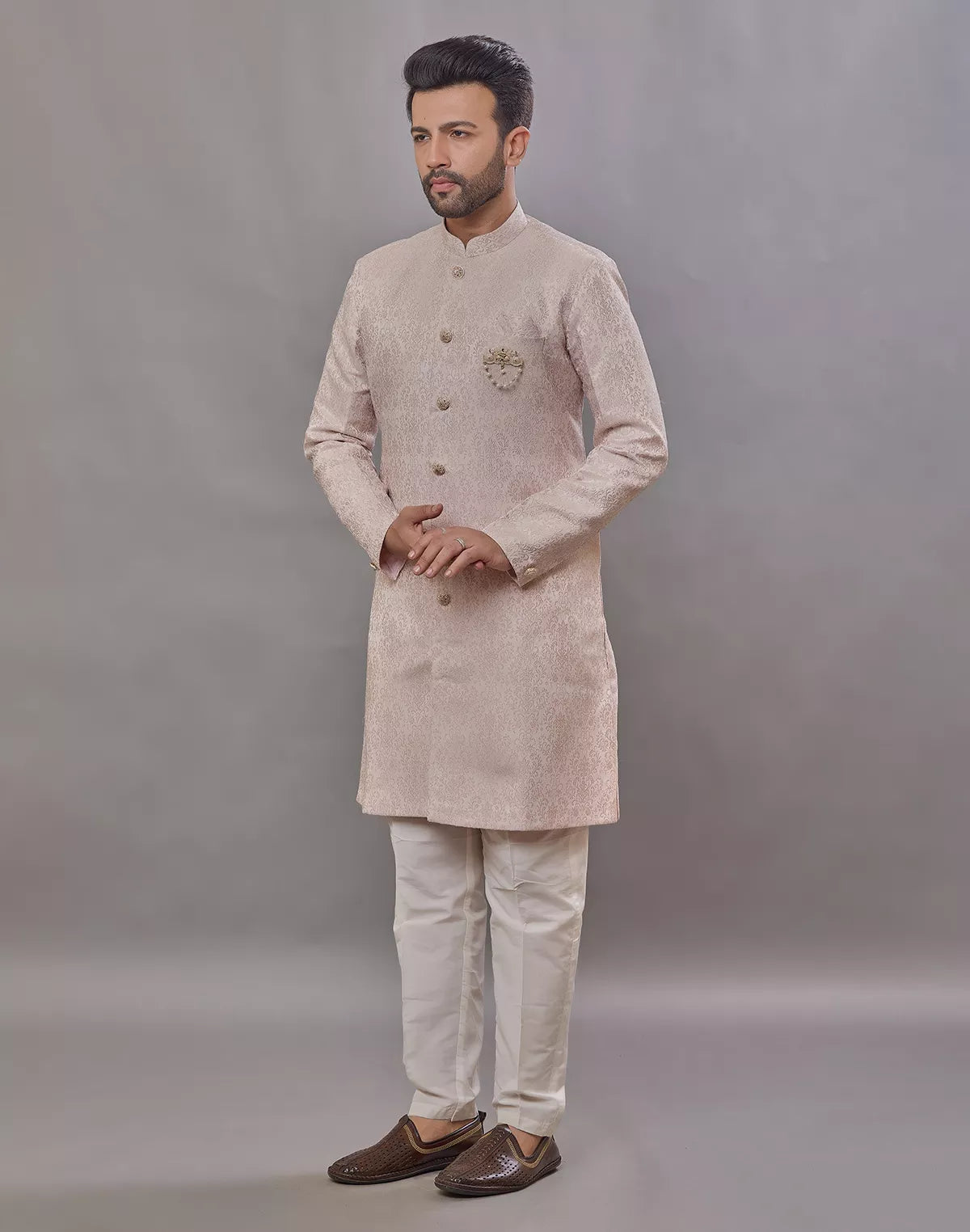 Image of Onion Self Floral Weaving Jacquard Semi Indo