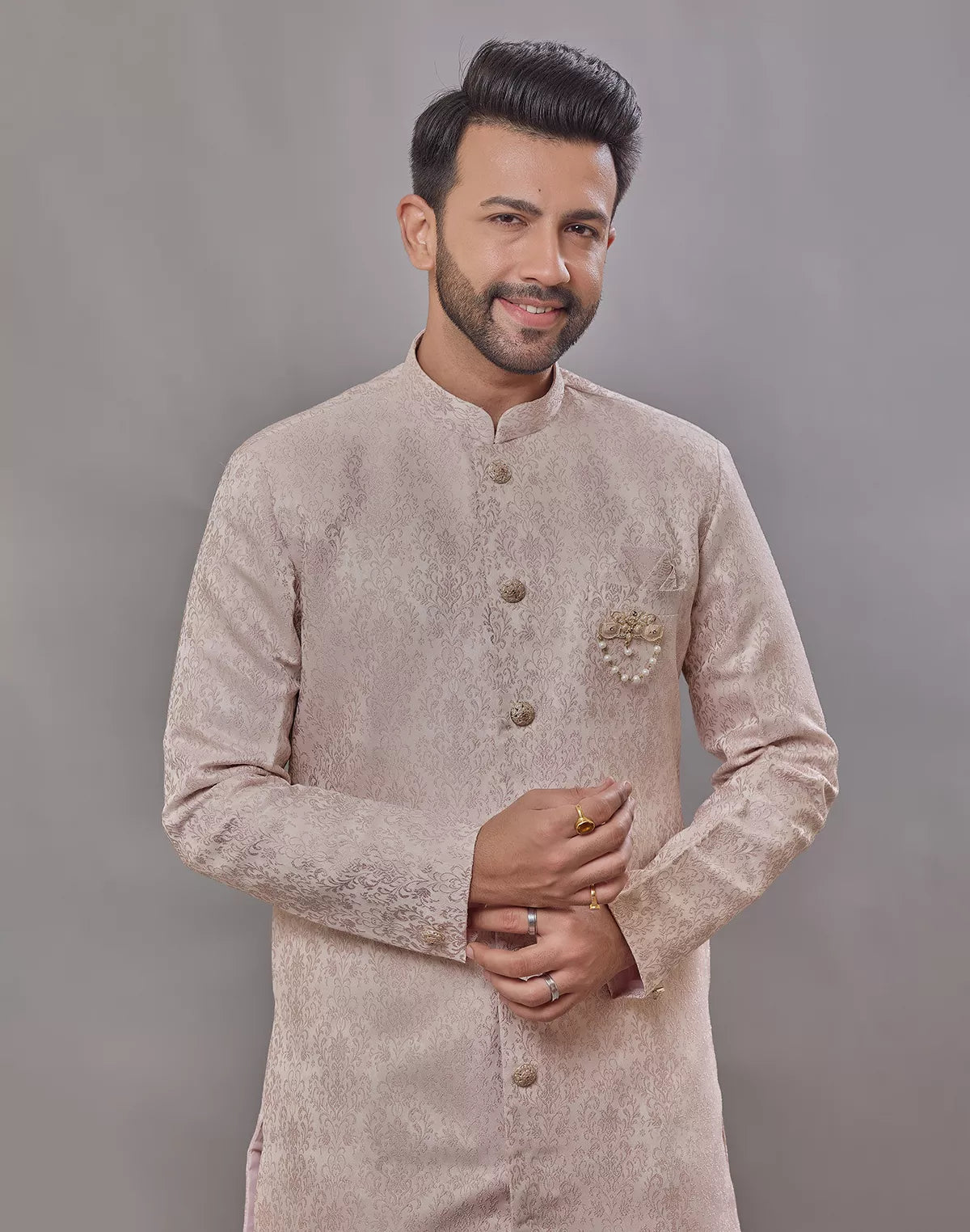 Image of Onion Self Floral Weaving Jacquard Semi Indo