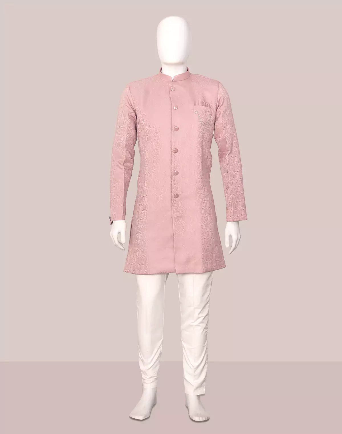 Image of Self Floral Design Jacquard Semi-Indo in Onion