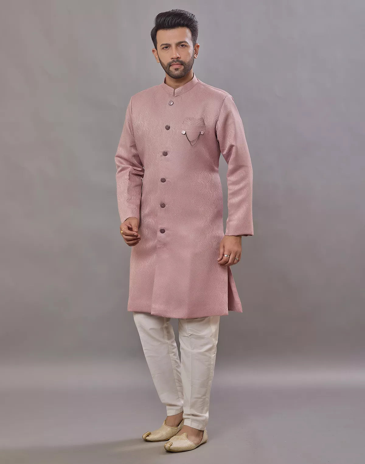 Image of Designer Onion Self Patterned Jacquard Semi Indo