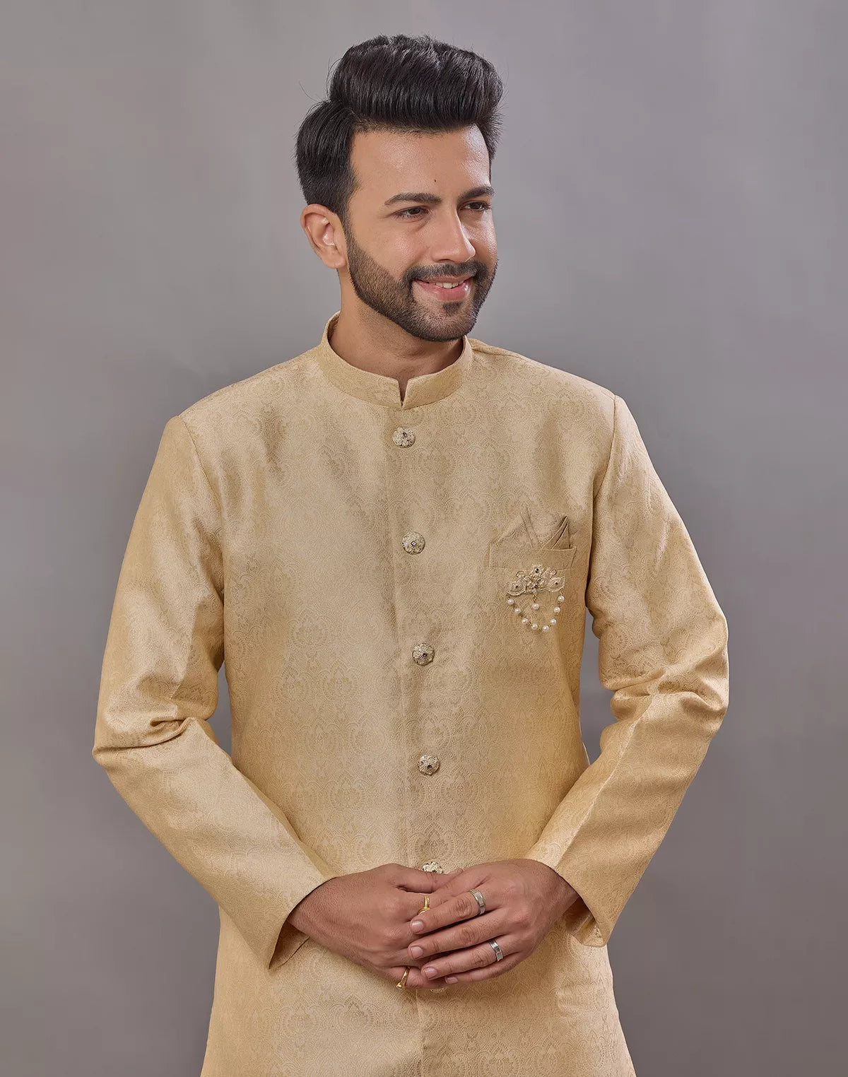 Image of Self Weaving Design Jacquard Party Wear Semi Indo