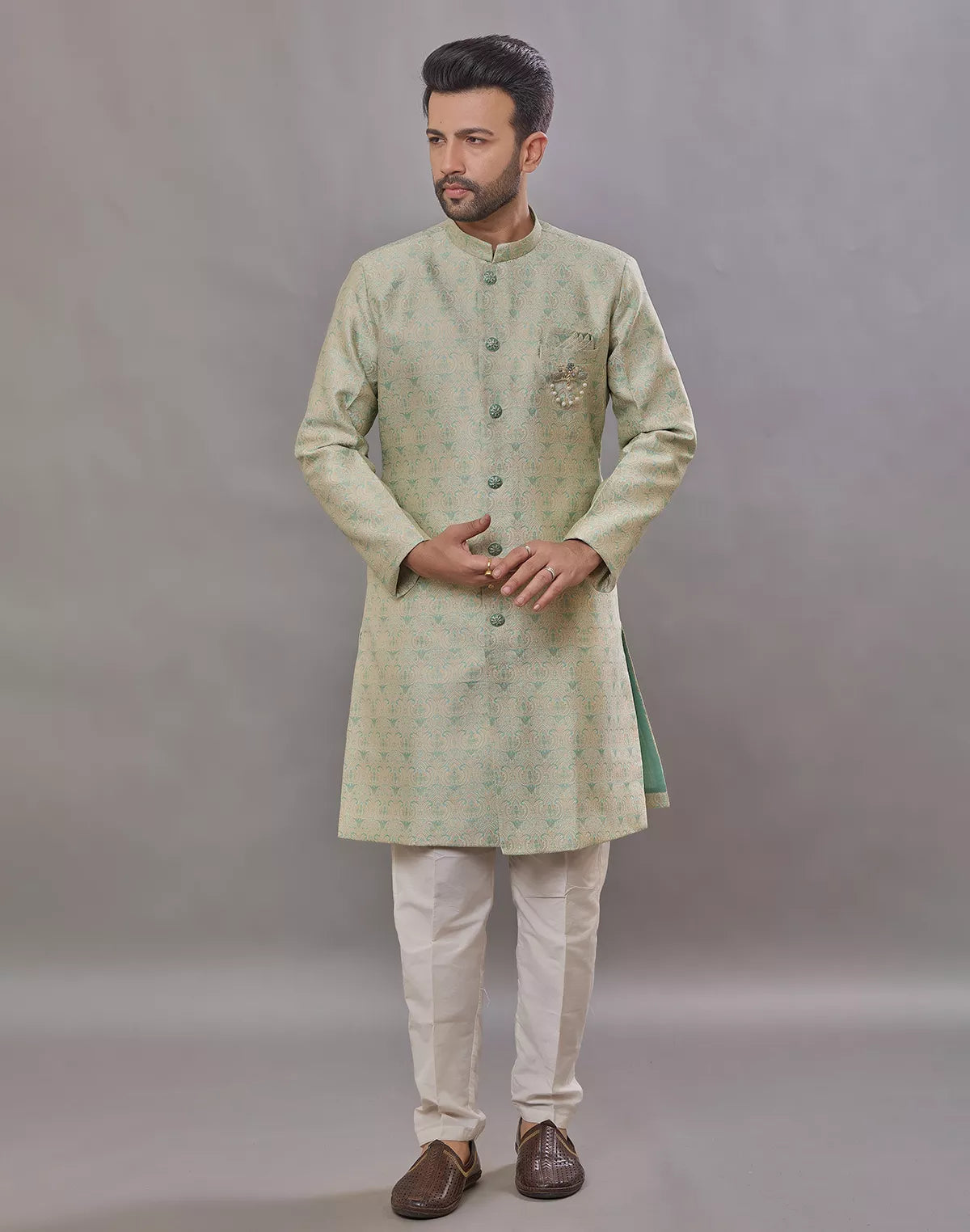 Self Weaving Design Jacquard Party Wear Semi Indo