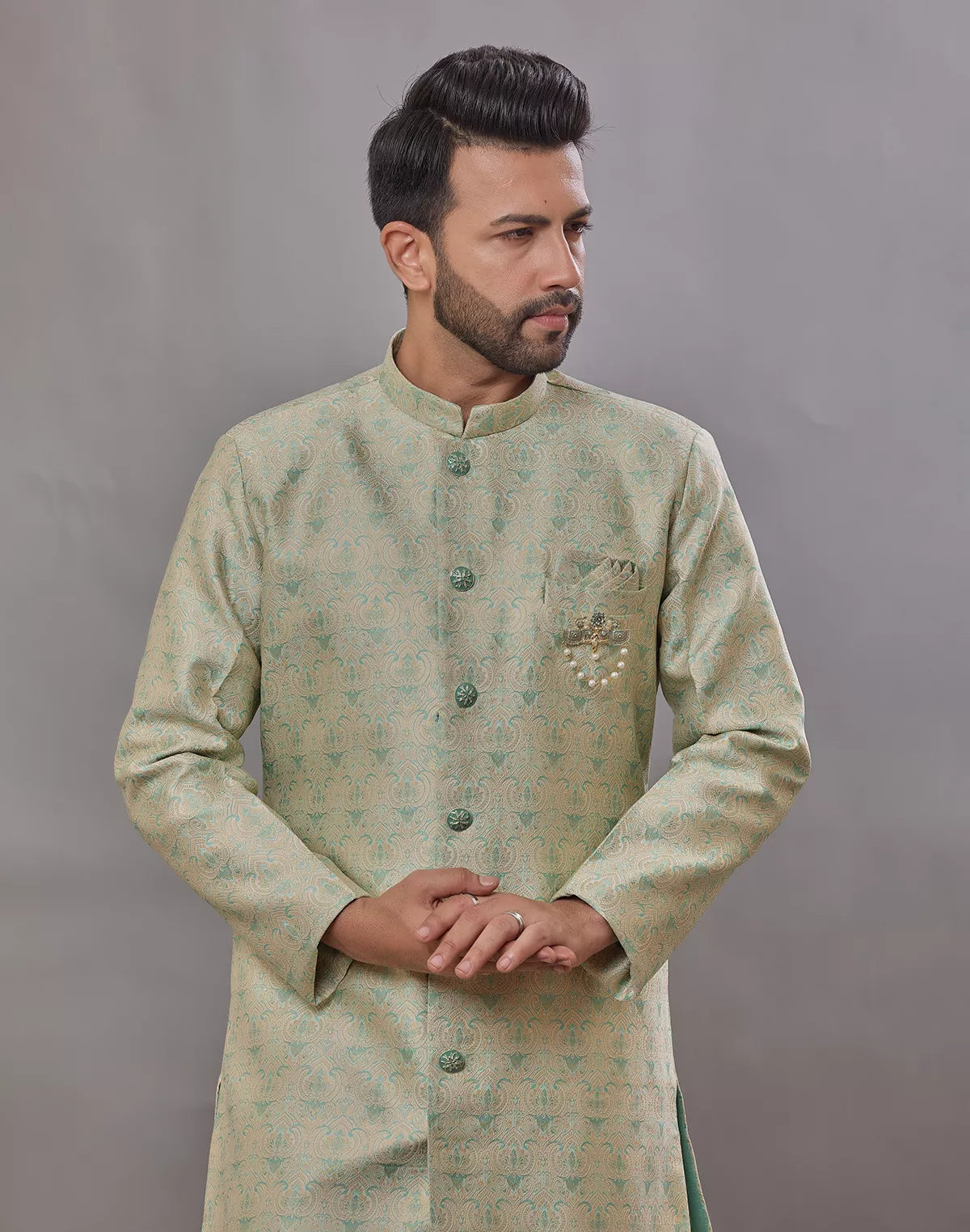 Image of Self Weaving Design Jacquard Party Wear Semi Indo