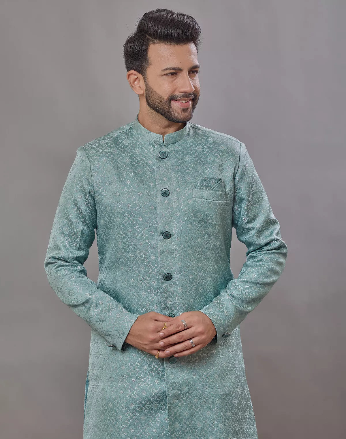 Imperial Floral Patterned Jacquard Semi-Indo Style