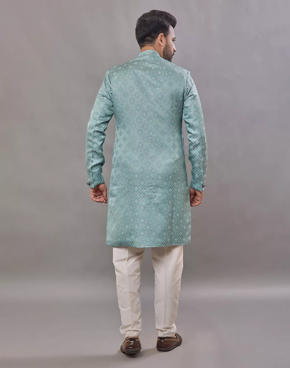 Image of Imperial Floral Patterned Jacquard Semi-Indo Style