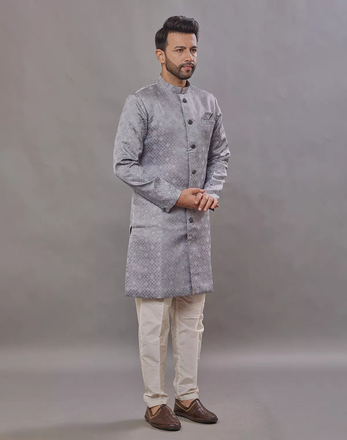 Image of Imperial Floral Patterned Jacquard Semi-Indo Style