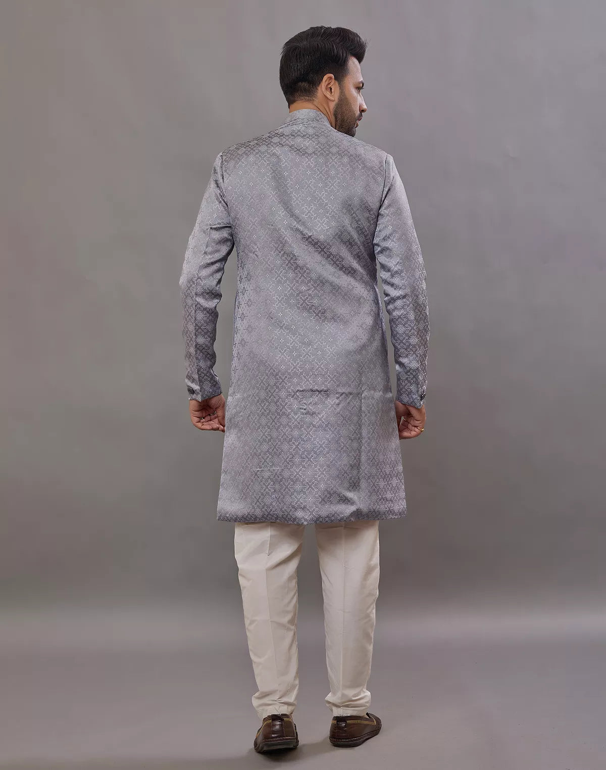 Image of Imperial Floral Patterned Jacquard Semi-Indo Style