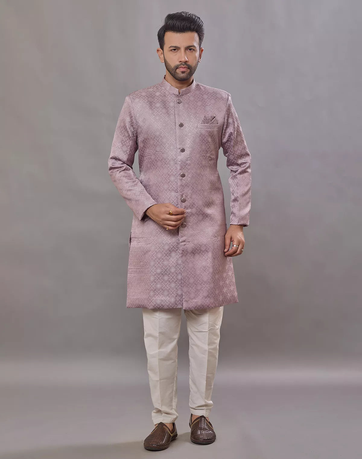 Imperial Floral Patterned Jacquard Semi-Indo Style