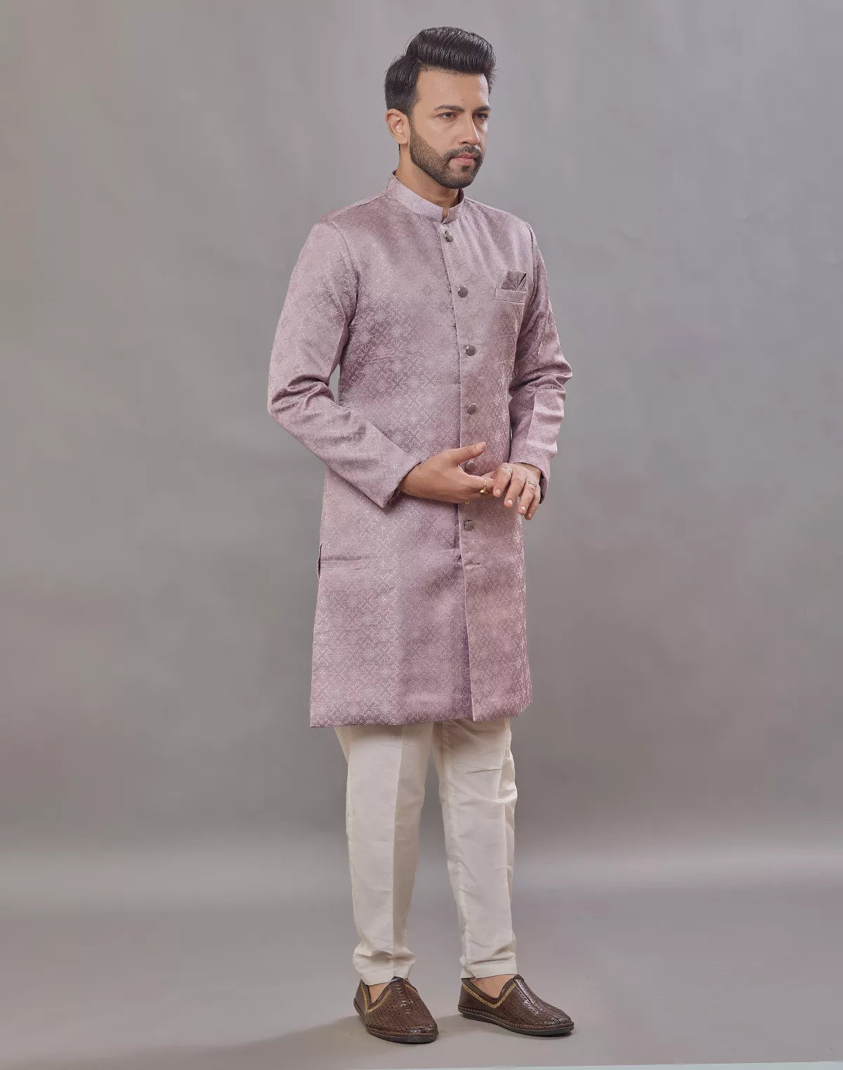 Imperial Floral Patterned Jacquard Semi-Indo Style