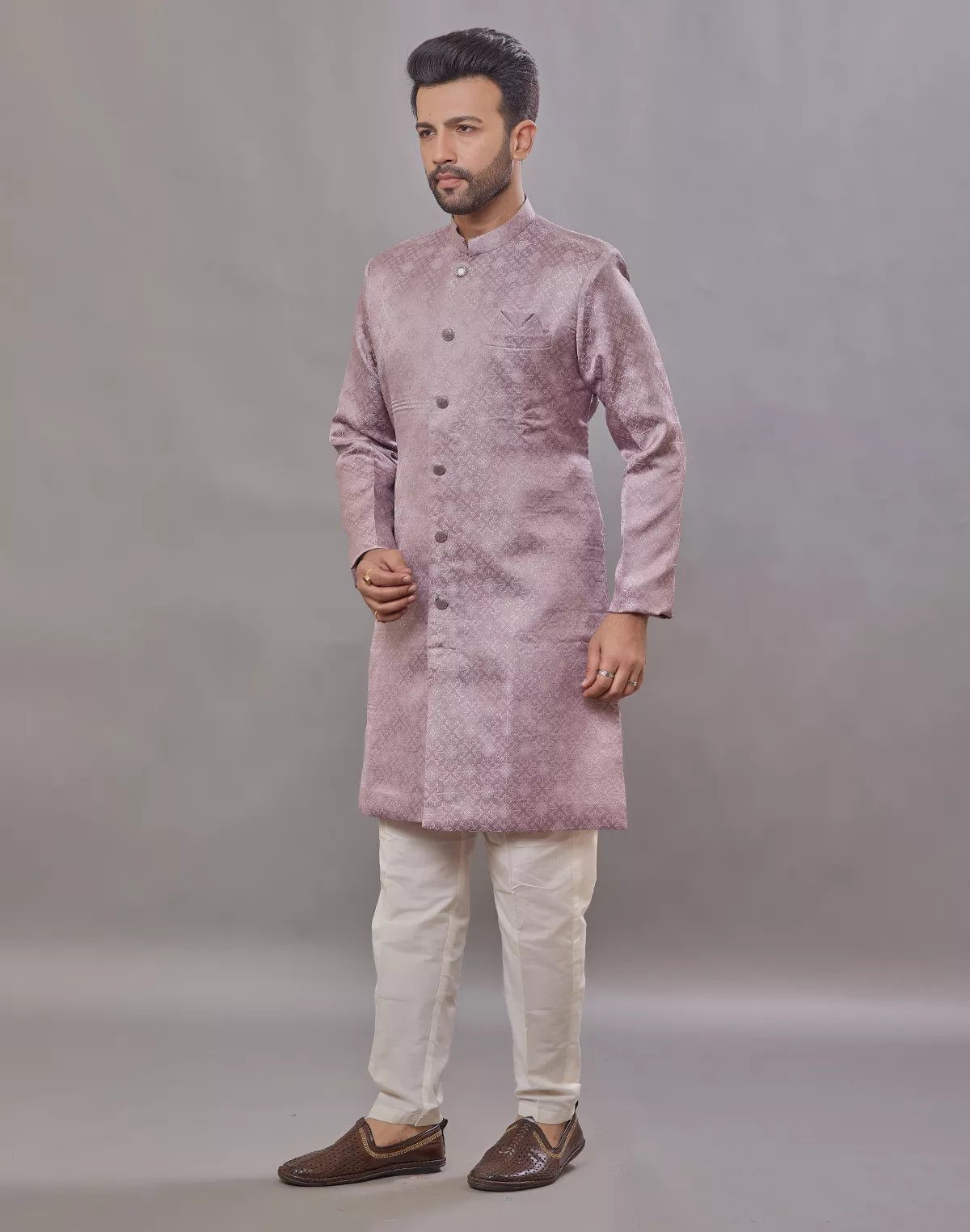 Image of Imperial Floral Patterned Jacquard Semi-Indo Style