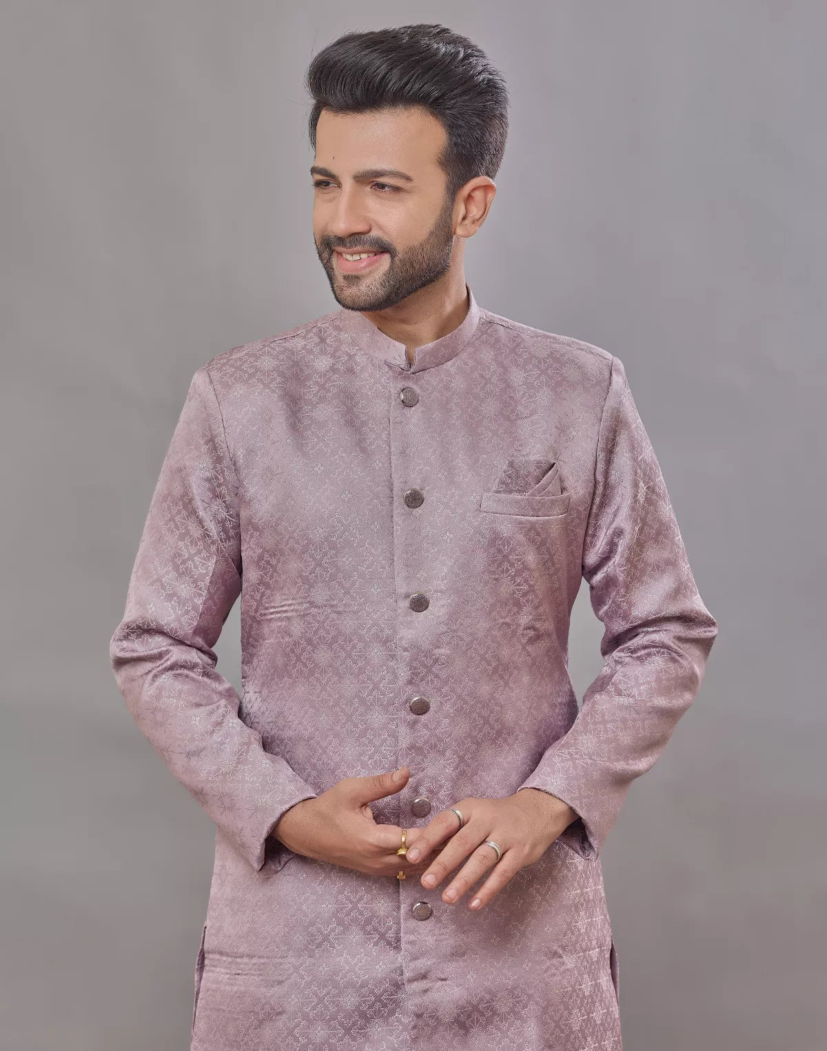 Image of Imperial Floral Patterned Jacquard Semi-Indo Style