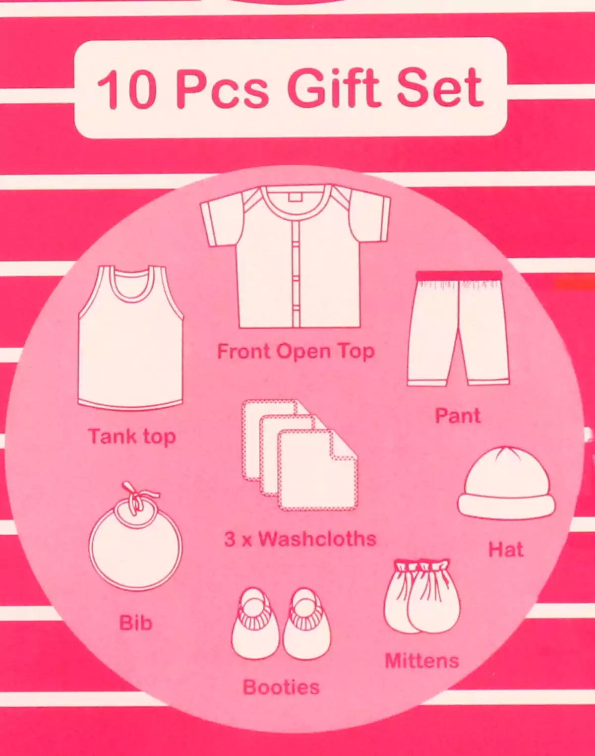 Image of Cute Pink Cartoon Cotton 10-Pcs Baby Gift Set