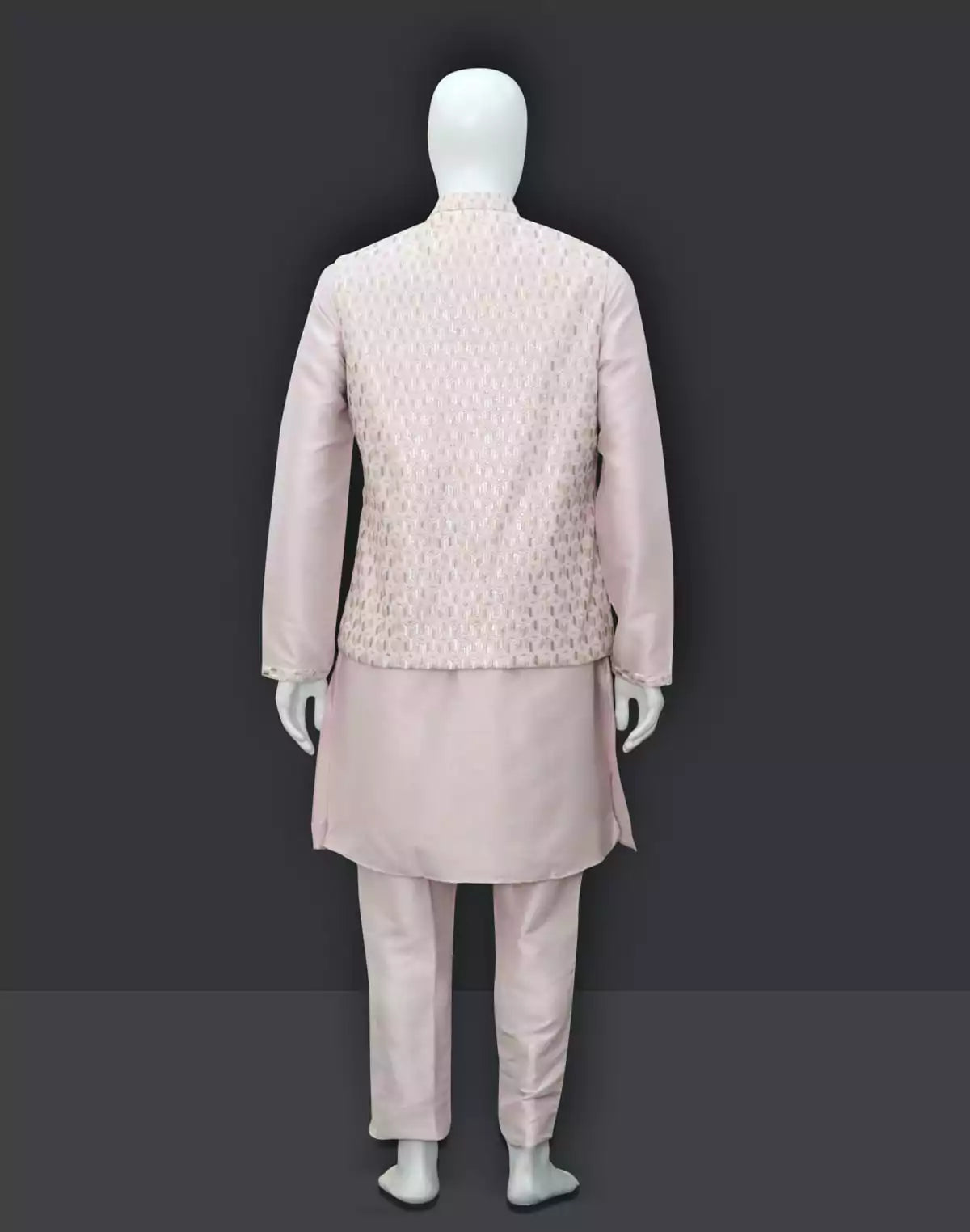 Image of Raw Silk Onion Colour Kurta Jacket Set