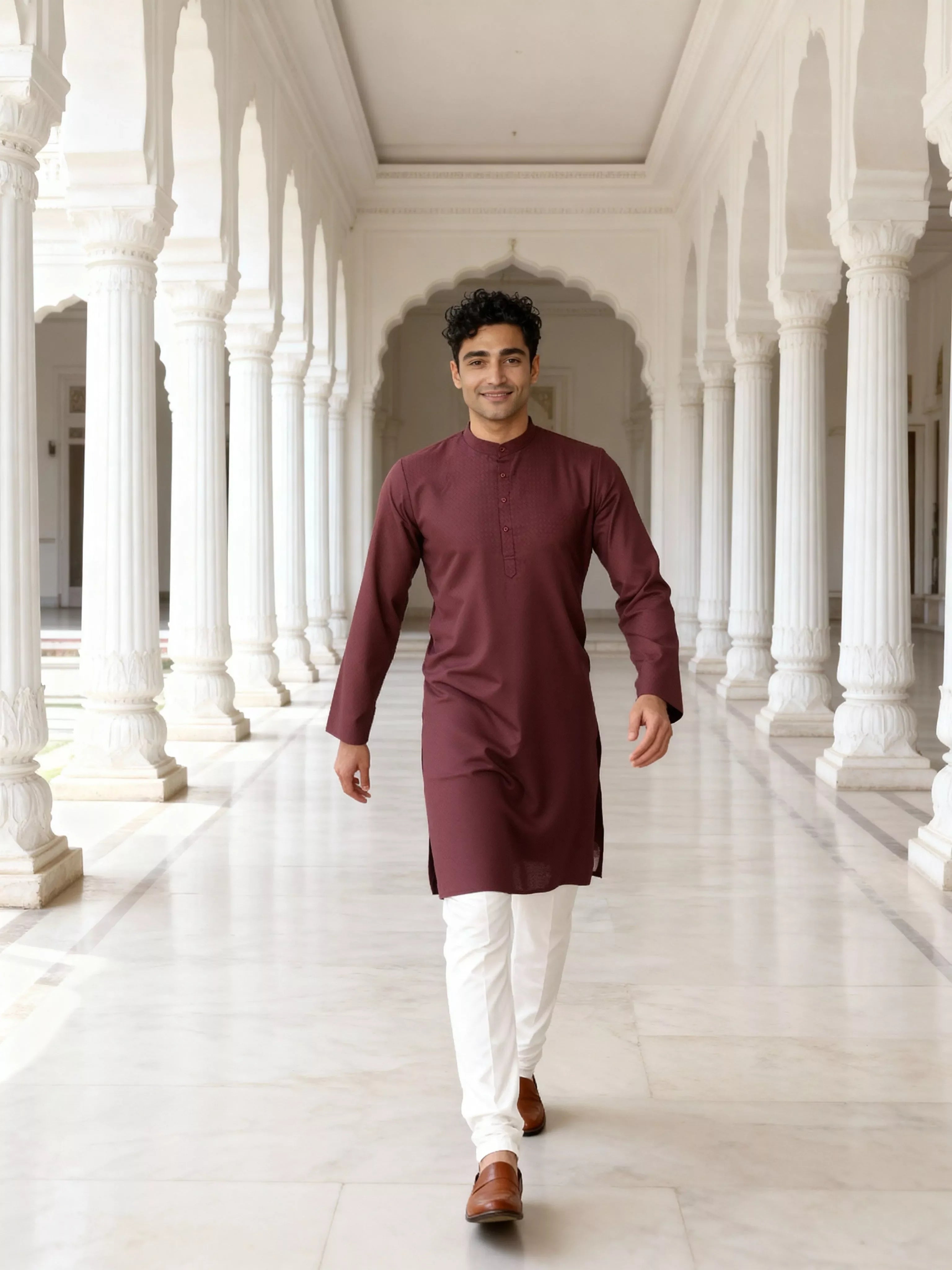 Self Design Cotton Men's Kurta Pyjama Set
